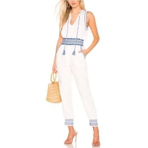 TulaRosa Cecilia Jumpsuit in Ivory and Blue